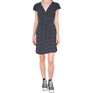 Brandy Melville Navy Blue Floral Wrap Dress